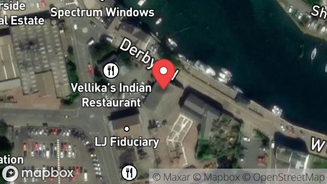 Map showing SHOWROOM GARAGE, DERBY ROAD, RAMSEY, ISLE OF MAN, IM8 1DA