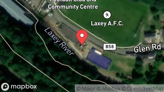 Map showing SKATEBOARD PARK, GLEN ROAD, LAXEY, ISLE OF MAN, IM4 7AJ