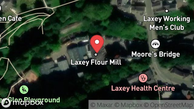 Map showing FLOUR MILL, MILL ROAD, LAXEY, ISLE OF MAN, IM4 7AU