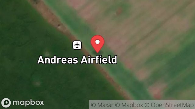 Map showing ANDREAS AIRFIELD, ACCESS TO MANX TRELECOM ANDREAS AIRFIELD FROM WEST KIMMERAGH ROAD, BRAUST, ANDREAS, ISLE OF MAN, IM7 4ES