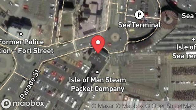 Map showing ISLE OF MAN GOVERNMENT, MANX INDUSTRIAL RELATIONS SERVICE, IMPERIAL BUILDINGS, BATH PLACE, DOUGLAS, ISLE OF MAN, IM1 2BY