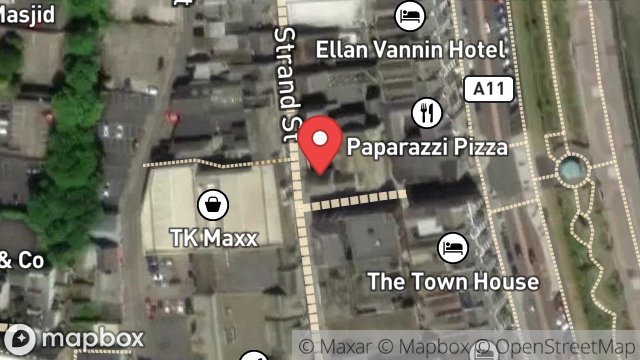 Map showing RICHMOND TRAVEL, 44, STRAND STREET, DOUGLAS, ISLE OF MAN, IM1 2EL