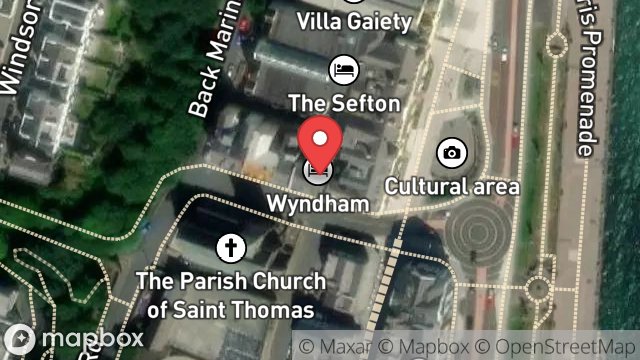 Map showing FLAT 1, WYNDHAM, 1, CHURCH ROAD MARINA, DOUGLAS, ISLE OF MAN, IM1 2HQ