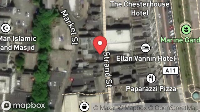 Map showing OASIS SANDWICH BAR, 61, STRAND STREET, DOUGLAS, ISLE OF MAN, IM1 2EN
