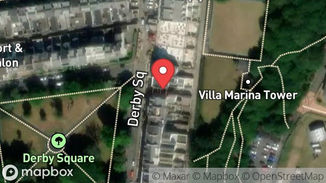 Map showing 12, DERBY SQUARE, DOUGLAS, ISLE OF MAN, IM1 3LS