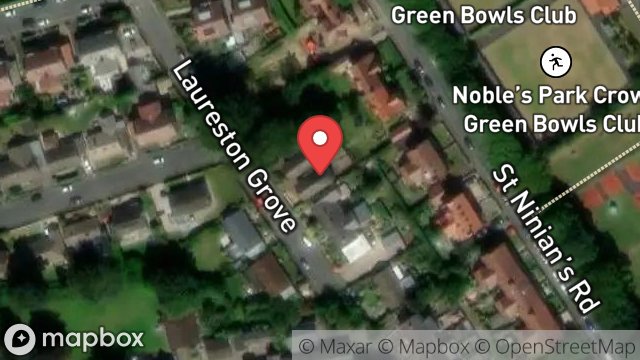 Map showing 28, LAURESTON GROVE, DOUGLAS, ISLE OF MAN, IM2 4BG