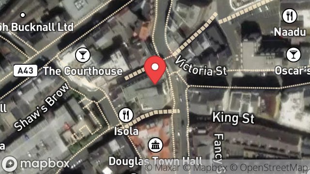 Map showing BANK HOUSE, RIDGEWAY STREET, DOUGLAS, ISLE OF MAN, IM1 1ER