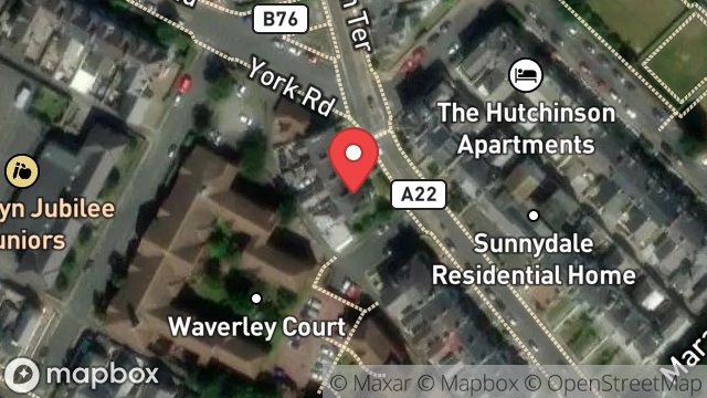 Map showing 1, WAVERLEY TERRACE, DOUGLAS, ISLE OF MAN, IM2 3HZ