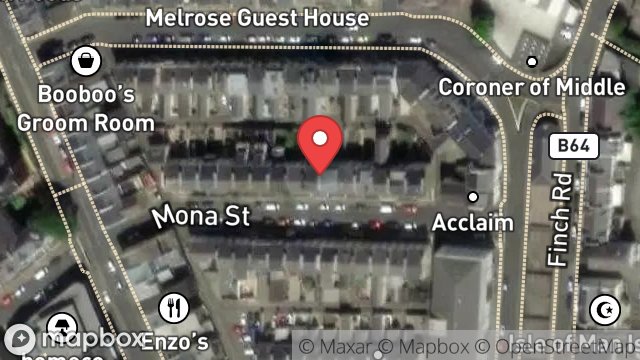 Map showing 14, MONA STREET, DOUGLAS, ISLE OF MAN, IM1 2QD