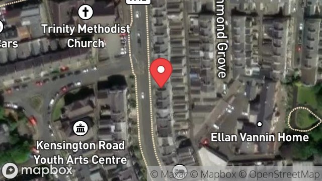 Map showing FLAT 1, 120, BUCKS ROAD, DOUGLAS, ISLE OF MAN, IM1 3AH