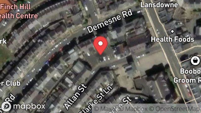 Map showing MERTON BANK CAR PARK, ALLAN STREET, DOUGLAS, ISLE OF MAN, IM1 3DG