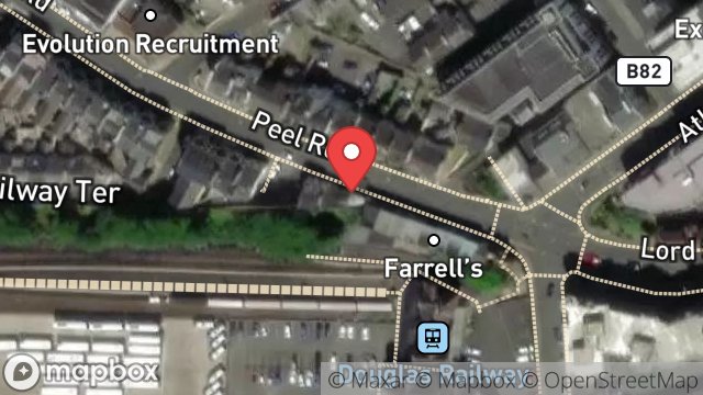 Map showing WRIGHT & CO, 15, PEEL ROAD, DOUGLAS, ISLE OF MAN, IM1 4LP