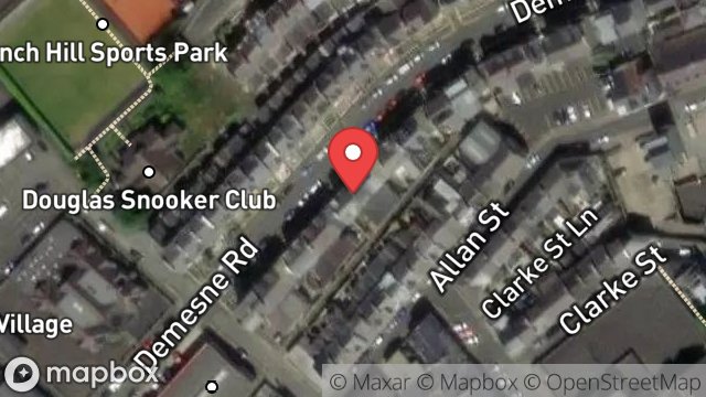 Map showing FLAT 2, 25, DEMESNE ROAD, DOUGLAS, ISLE OF MAN, IM1 3DZ