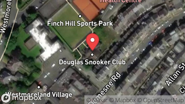 Map showing BOWLING CLUB, GROSVENOR ROAD, DOUGLAS, ISLE OF MAN, IM1 3EN