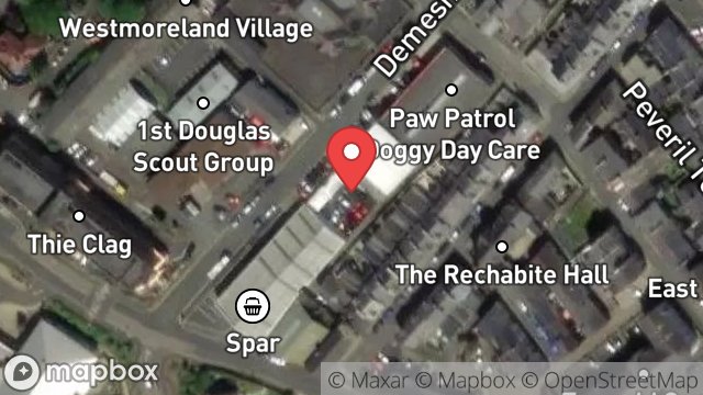 Map showing LAND ADJ TRAVIS PERKINS, DEMESNE ROAD, DOUGLAS, ISLE OF MAN, IM1 3DS