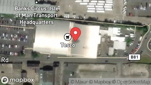 Map showing TESCO STORES LTD, LAKE ROAD, DOUGLAS, ISLE OF MAN, IM1 5AF