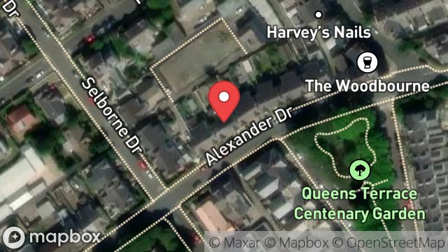 Map showing WOODBOURNE VILLAS, ALEXANDER DRIVE, DOUGLAS, ISLE OF MAN, IM2 3QG