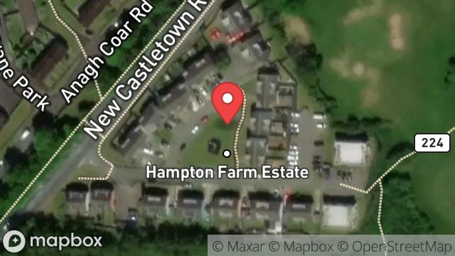 Map showing HAMPTON FARM, CASTLETOWN ROAD, DOUGLAS, ISLE OF MAN, IM2 2DN