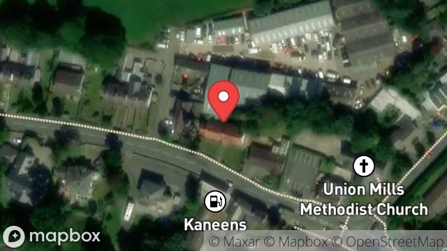 Map showing MEMORIAL HALL, MAIN ROAD, UNION MILLS, ISLE OF MAN, IM4 4AB