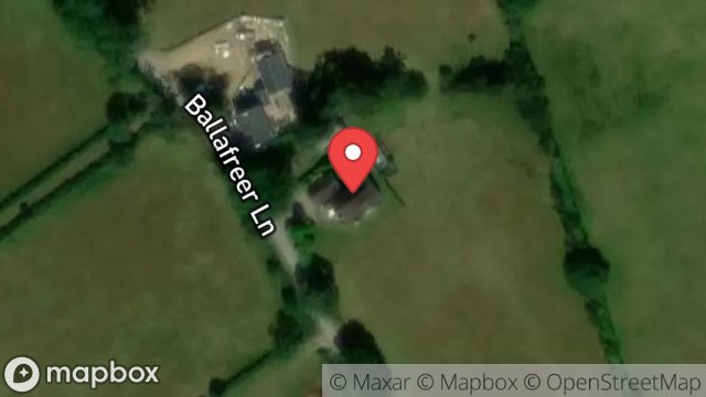 Map showing THREE ACRES, BALLAFREER LANE, UNION MILLS, ISLE OF MAN, IM4 4AS