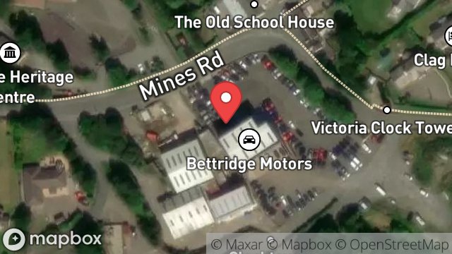 Map showing BETTRIDGES MOTORS, MINES ROAD, FOXDALE, ISLE OF MAN, IM4 3EX