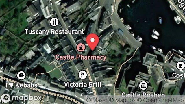 Map showing 2, BANK STREET, CASTLETOWN, ISLE OF MAN, IM9 1AT