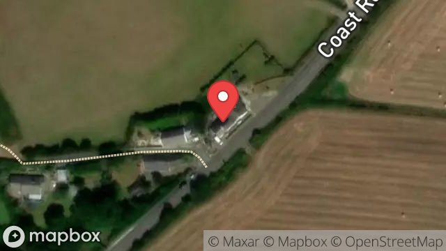 Map showing ROADSIDE COTTAGE, LHERGYDHOO, PEEL, ISLE OF MAN, IM5 2AE