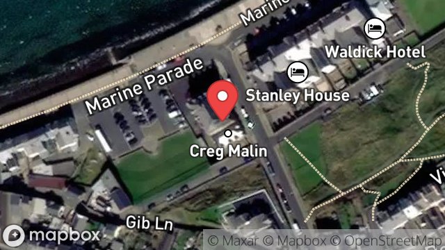 Map showing CREG MALIN HOTEL, MARINE PARADE, PEEL, ISLE OF MAN, IM5 1PA