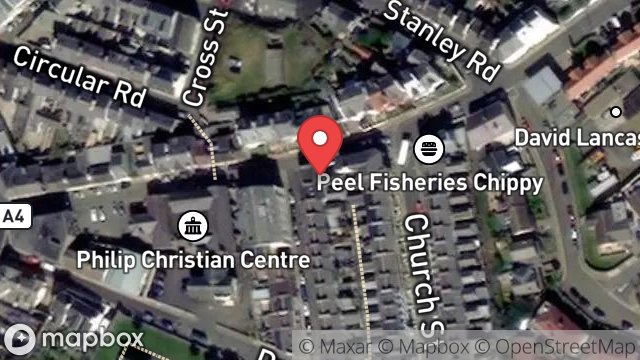 Map showing 1, MONA STREET, PEEL, ISLE OF MAN, IM5 1HJ