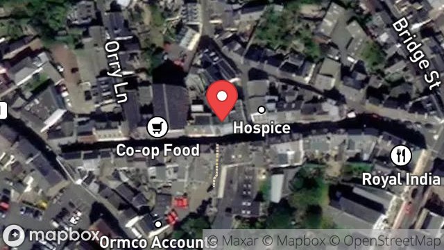 Map showing MUFFINS, 21, MICHAEL STREET, PEEL, ISLE OF MAN, IM5 1HB