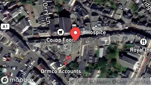 Map showing DUNCANS DINER, 20-22, MICHAEL STREET, PEEL, ISLE OF MAN, IM5 1HB