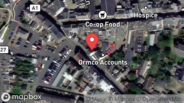 Map showing 25, DOUGLAS STREET, PEEL, ISLE OF MAN, IM5 1BA