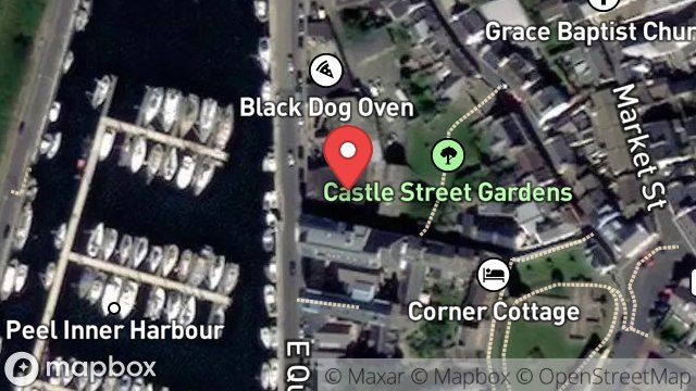 Map showing SHOWROOM, EAST QUAY, PEEL, ISLE OF MAN, IM5 1AR