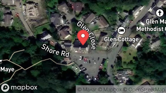 Map showing WATERFALL HOTEL, SHORE ROAD, GLEN MAYE, ISLE OF MAN, IM5 3BG