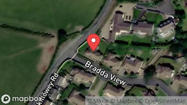 Map showing 1, BRADDA VIEW, BALLAKILLOWEY, COLBY, ISLE OF MAN, IM9 4BE