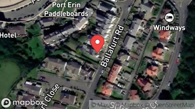 Map showing COTSWOLD, BALLAFURT ROAD, PORT ERIN, ISLE OF MAN, IM9 6HP