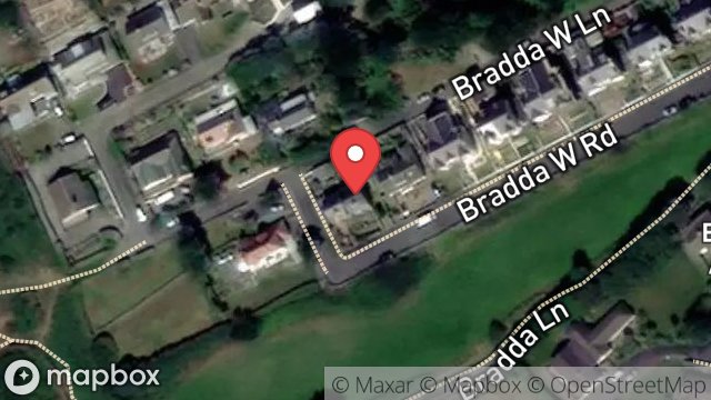 Map showing GLENGYLE, BRADDA WEST ROAD, PORT ERIN, ISLE OF MAN, IM9 6PL